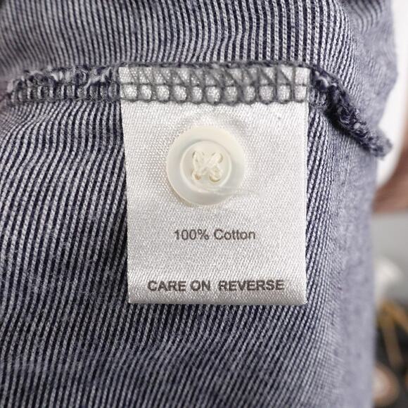 Billy Reid Polo Shirt Mens Large Gray Blue Micro Stripe Pocket Contrast Placket - Picture 8 of 9